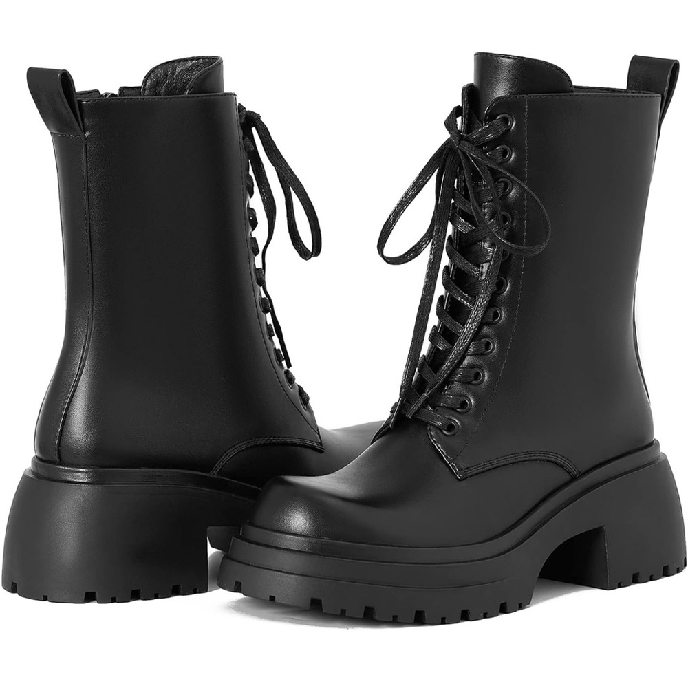Women's Black Lace-Up Boots